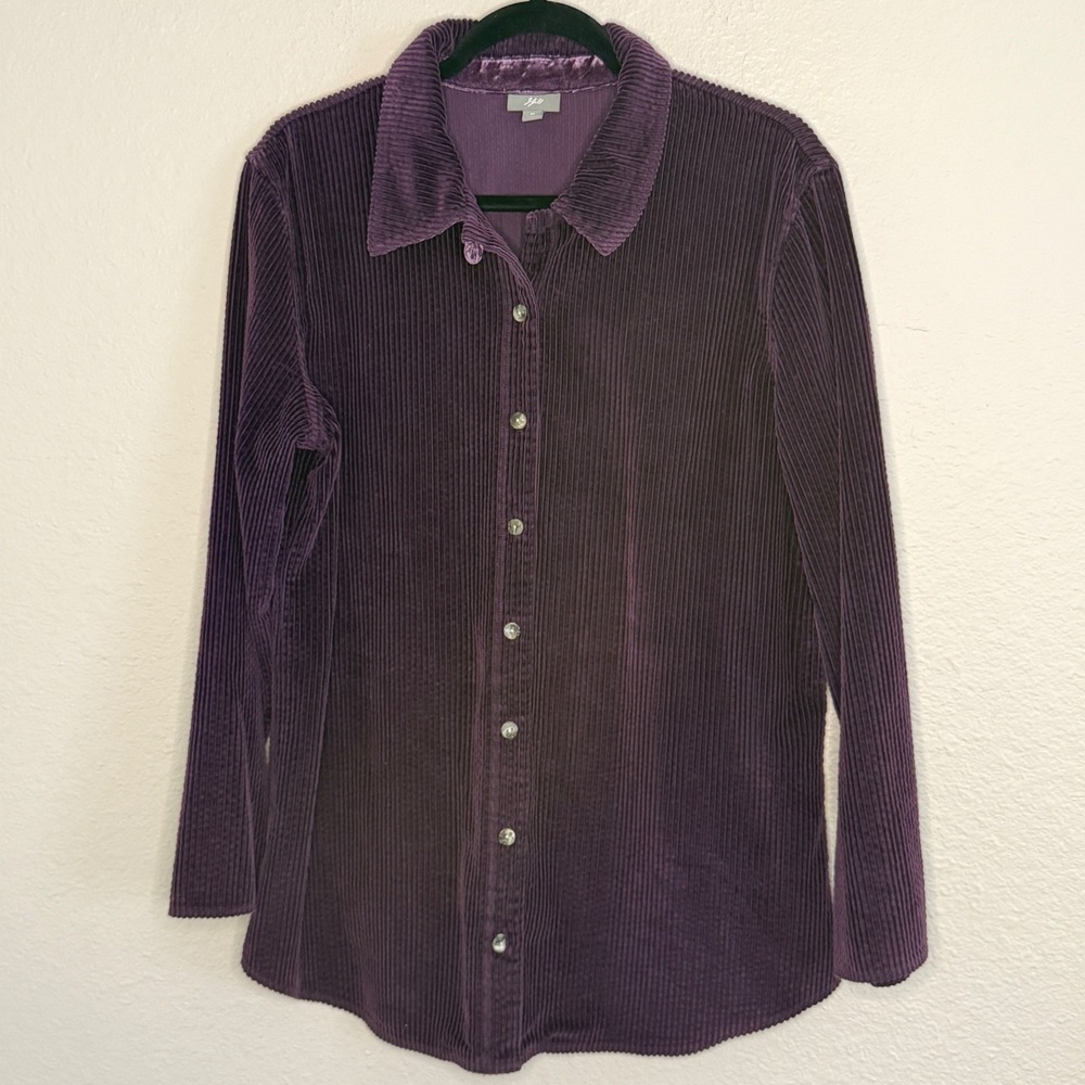 J. Jill Whimsigoth Dark Academia Purple Corduroy Blouse Velvet Womens Medium